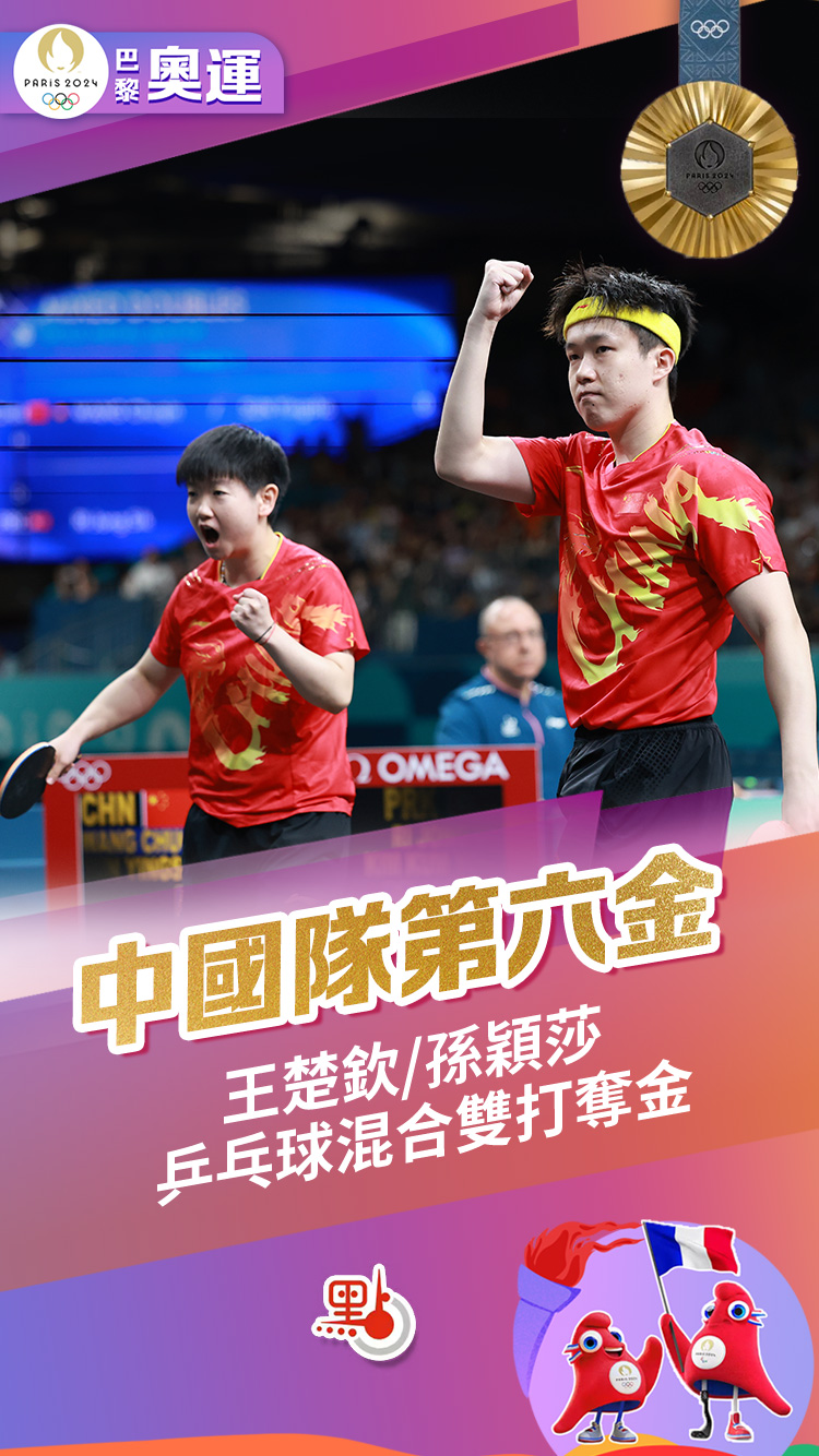 多圖）巴黎奧運｜「莎頭」奪冠！王楚欽孫穎莎乒乓混雙金牌- 奧運快訊